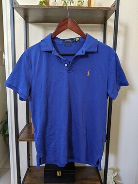 Polo Ralph Lauren Blue Short Sleeve 100% Cotton Polo M Colorful Embroidered Pony